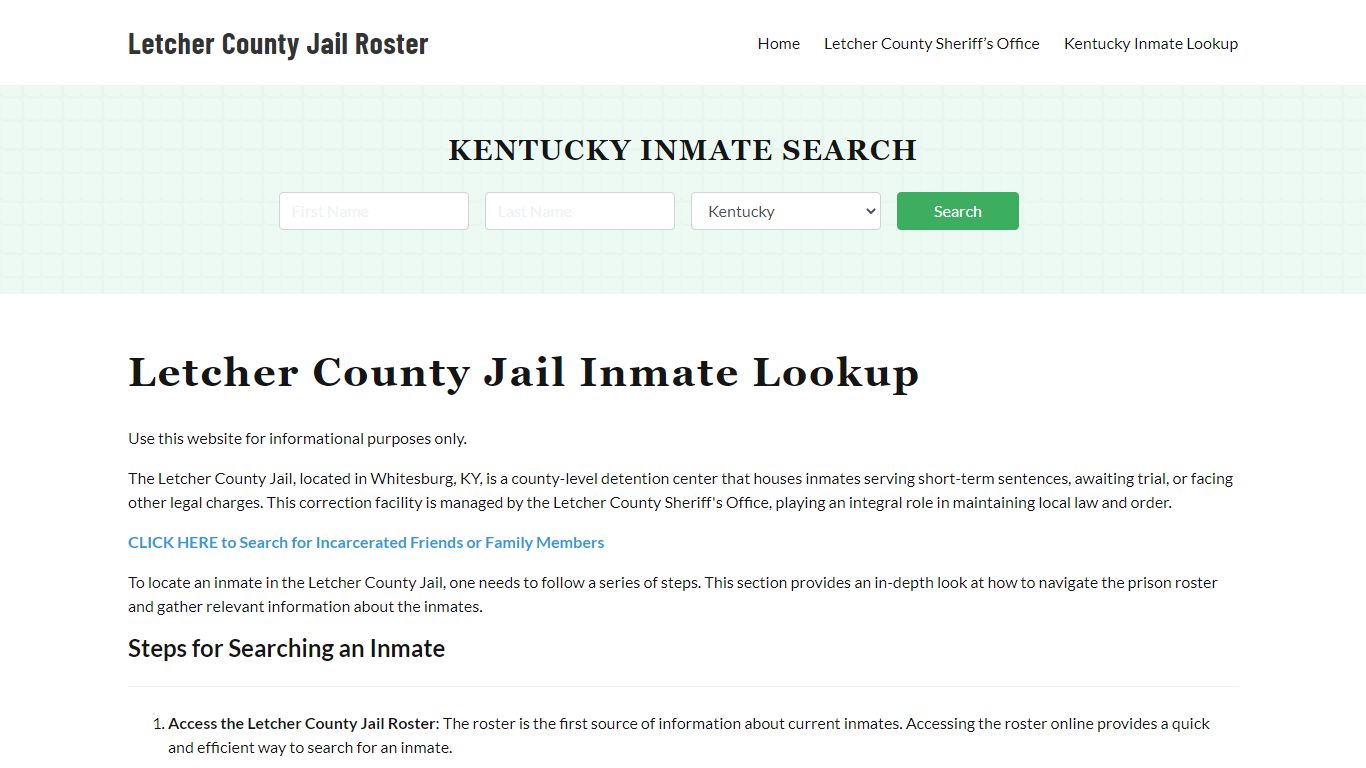 Letcher County Jail Roster Lookup, KY, Inmate Search