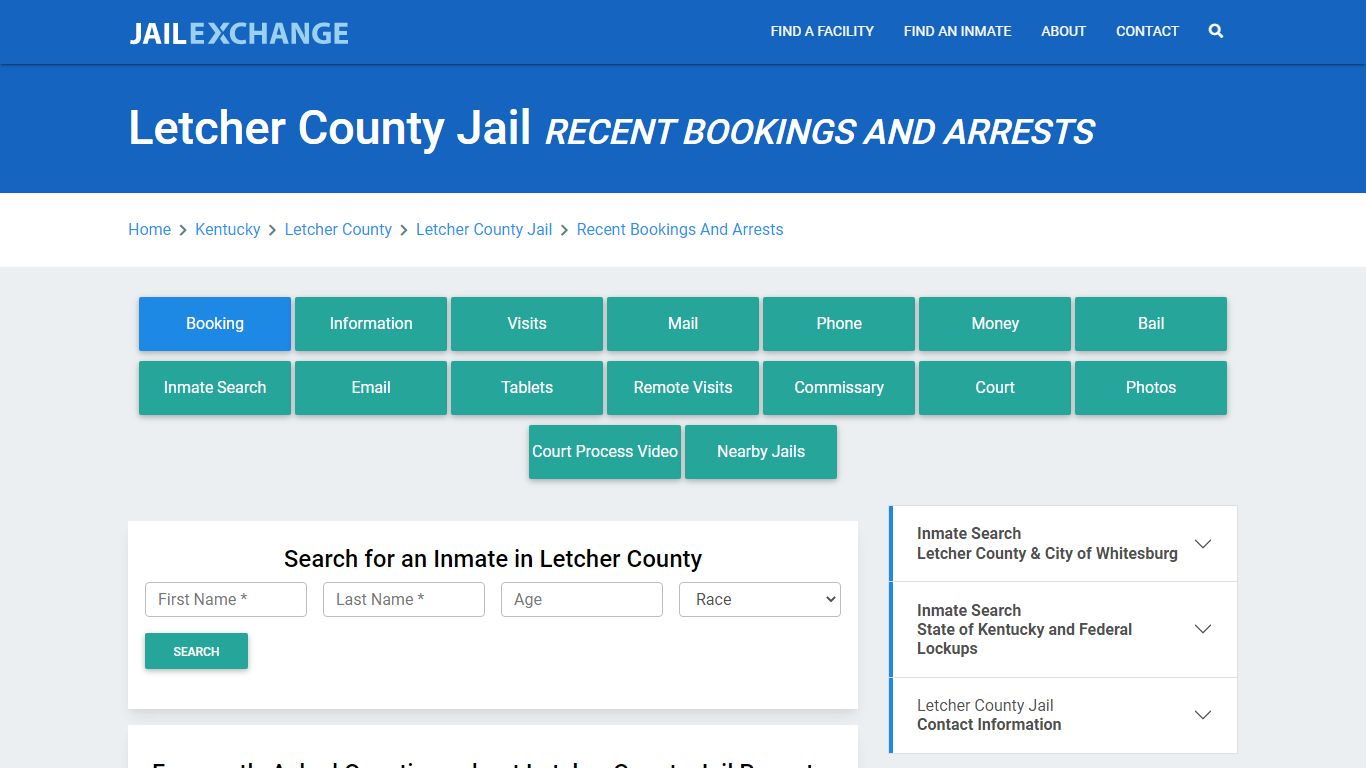 Letcher County Jail Recent Bookings And Arrests - Jail Exchange