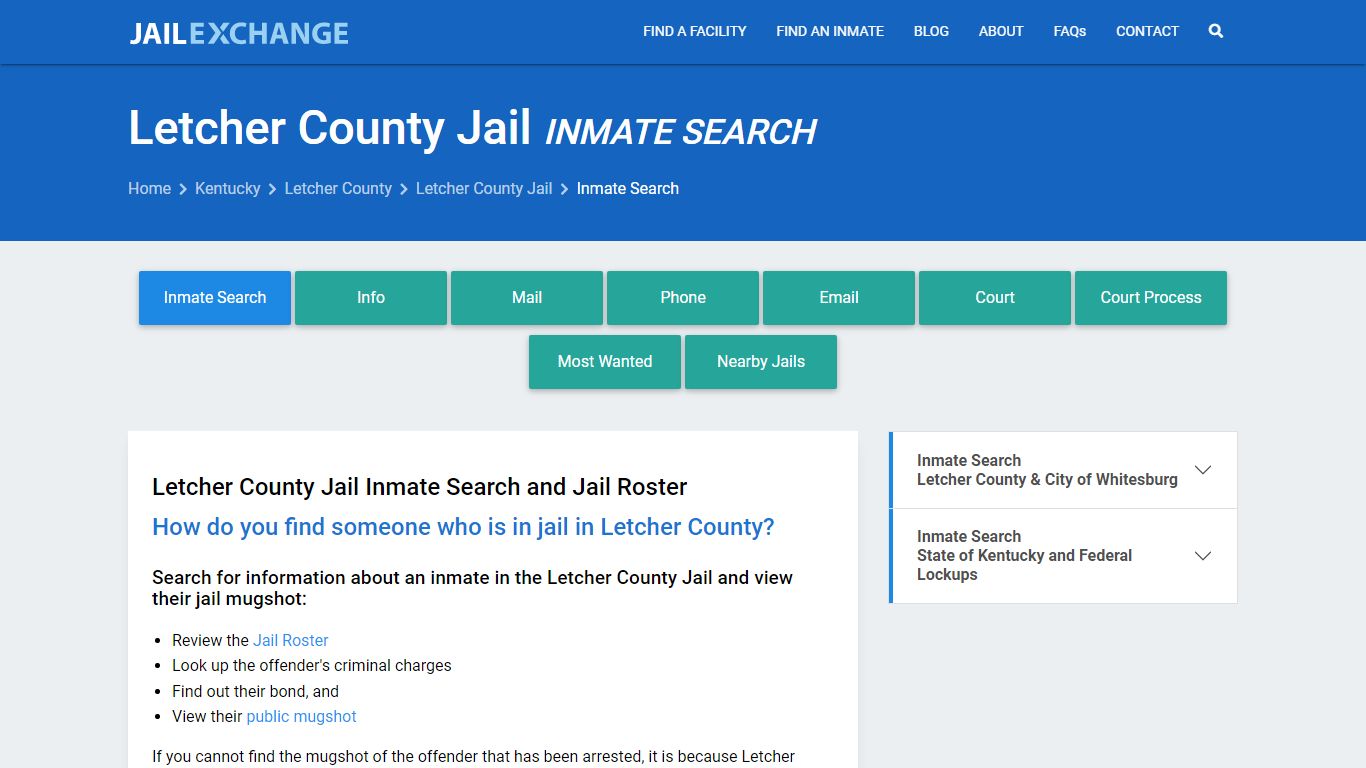 Inmate Search: Roster & Mugshots - Letcher County Jail, KY